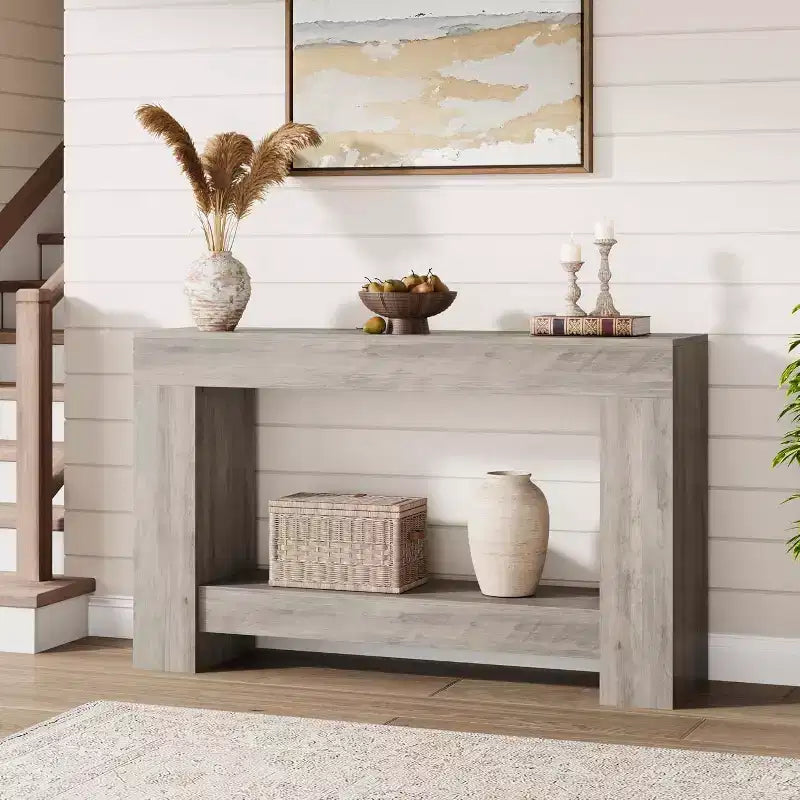 Consolle in legno a 2 ripiani da 47 pollici, marrone