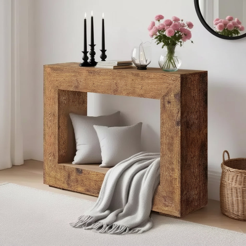 Console da 47 pollici con ripiano in legno, marrone