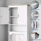 Mobiletto da bagno sopra WC con ante a doppio battente e ripiano regolabile, altezza 167 cm
