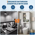 Mobiletto da bagno sopra WC con ante a doppio battente e ripiano regolabile, altezza 167 cm