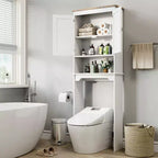 Mobiletto da bagno sopra WC con ante a doppio battente e ripiano regolabile, altezza 167 cm