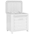 VECELO Laundry Hamper with Wheels & Lid, Plastic Laundry Basket with Handle, Rolling Laundry Bin for Laundry Room or Bathroom, White