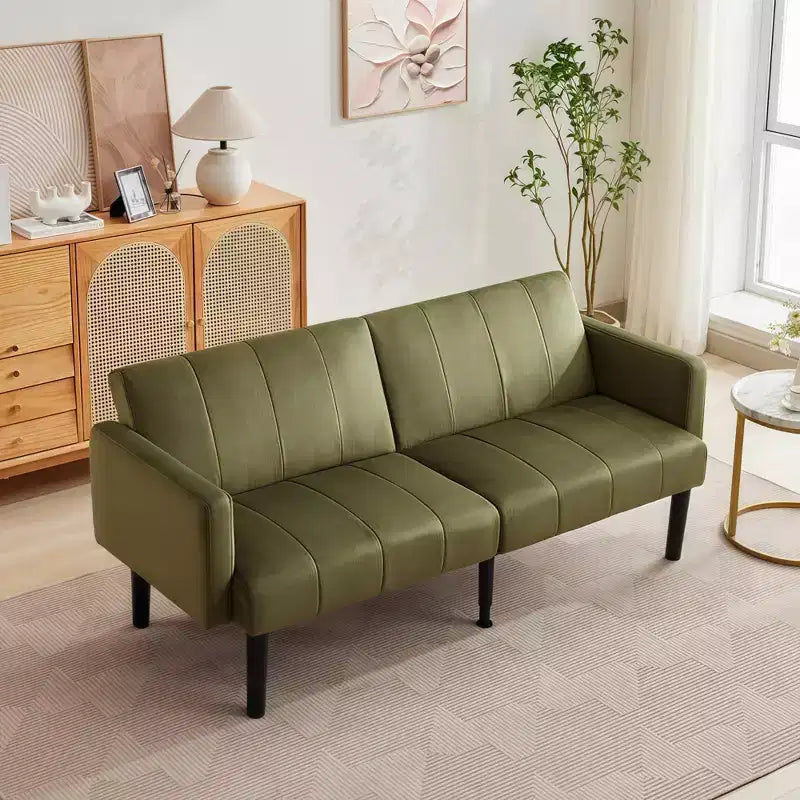 Divano letto futon convertibile da 75'' con schienale regolabile, divanetto imbottito per soggiorno