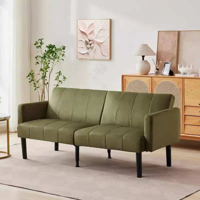 Divano letto futon convertibile da 75'' con schienale regolabile, divanetto imbottito per soggiorno