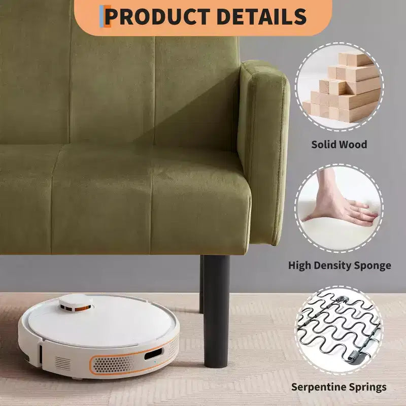 Divano letto futon convertibile da 75'' con schienale regolabile, divanetto imbottito per soggiorno