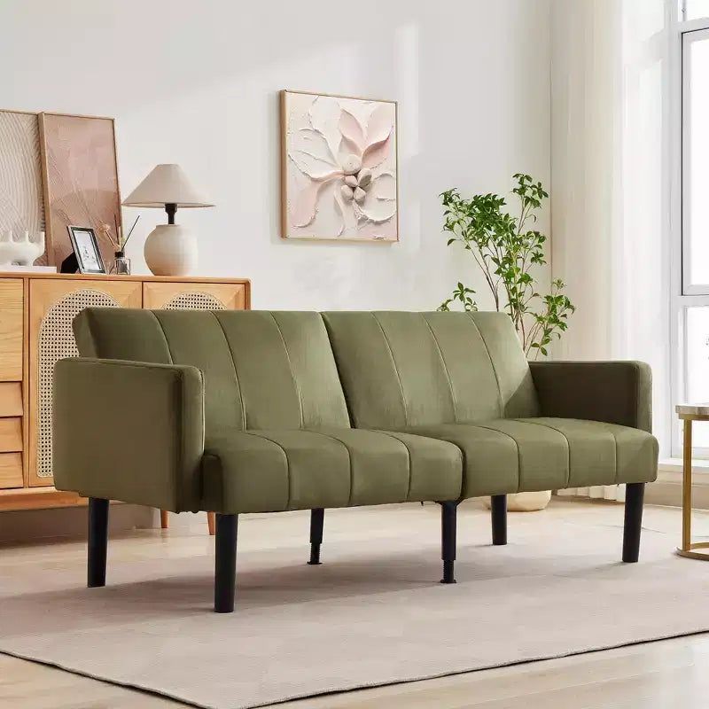 Divano letto futon convertibile da 75'' con schienale regolabile, divanetto imbottito per soggiorno