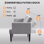 Divano letto futon convertibile da 75'' con schienale regolabile, divanetto imbottito per soggiorno