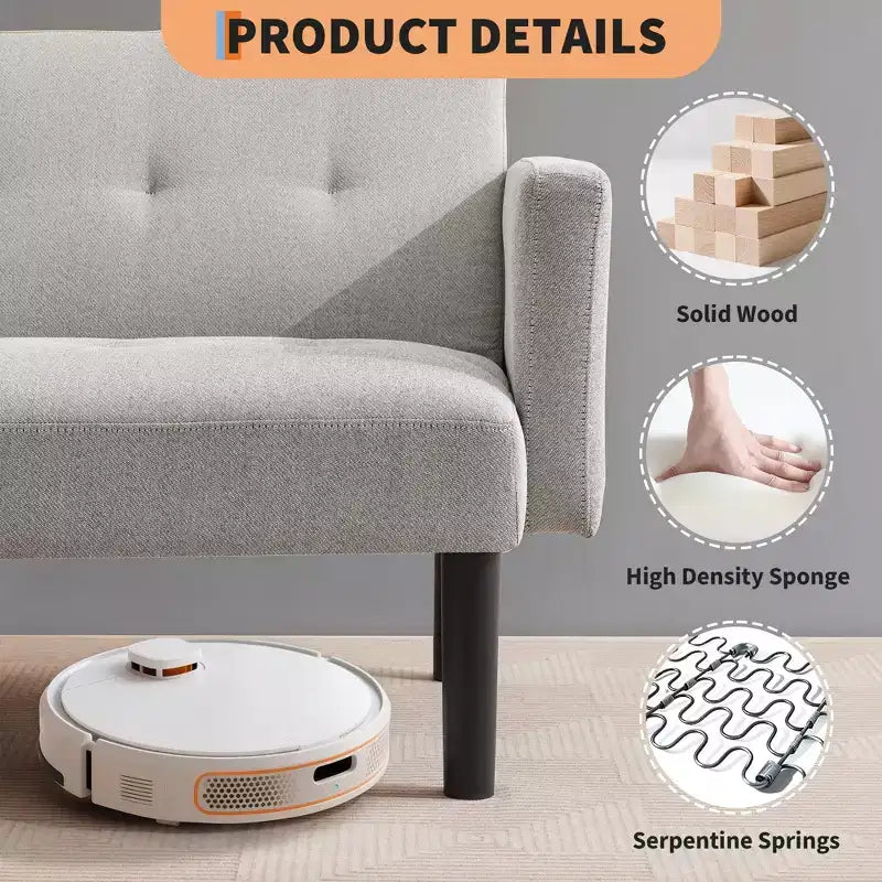 Divano letto futon convertibile da 75'' con schienale regolabile, divanetto imbottito per soggiorno