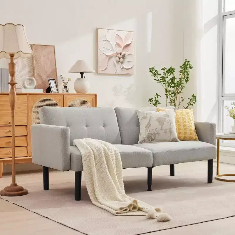 Divano letto futon convertibile da 75'' con schienale regolabile, divanetto imbottito per soggiorno