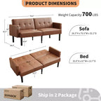 Divano letto futon convertibile da 75'' con schienale regolabile, divanetto imbottito per soggiorno