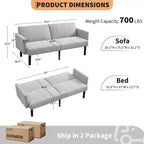 Divano letto futon convertibile da 75'' con schienale regolabile, divanetto imbottito per soggiorno