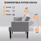 Divano letto futon convertibile da 75'' con schienale regolabile, divanetto imbottito per soggiorno