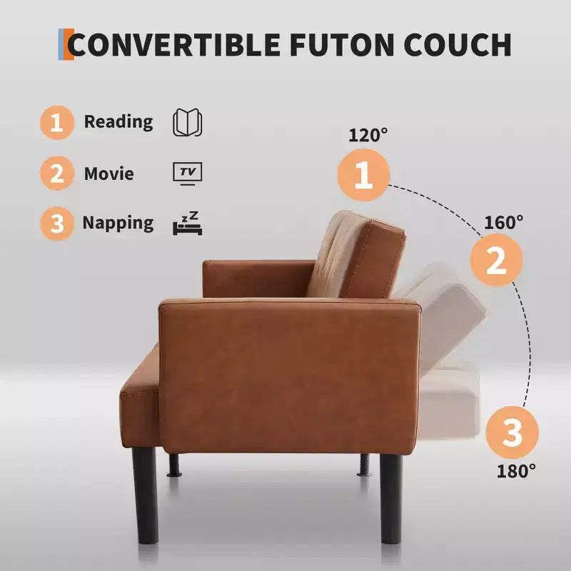 Divano letto futon convertibile da 75'' con schienale regolabile, divanetto imbottito per soggiorno