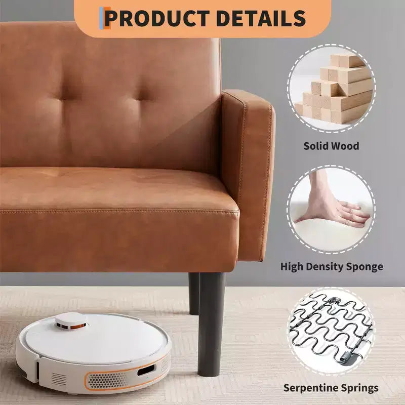 Divano letto futon convertibile da 75'' con schienale regolabile, divanetto imbottito per soggiorno