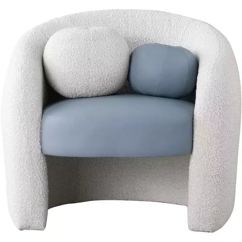 Poltrona in pelle vegana e tessuto Boucle Acadia