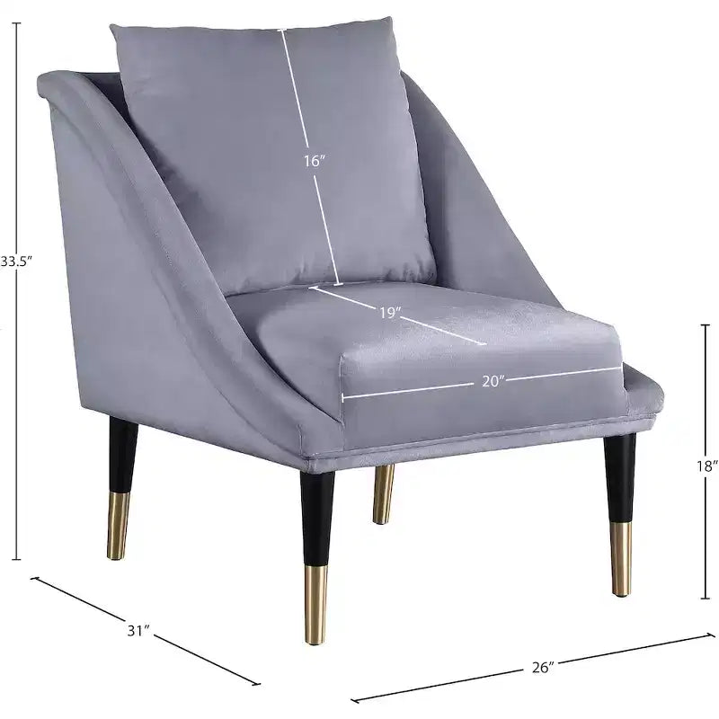 Poltrona in velluto con gambe in legno