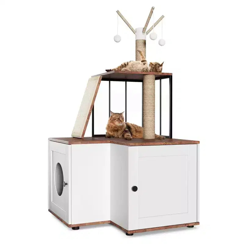 Albero per gatti con recinto per lettiera e tiragraffi