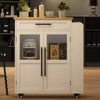 Carrello da Cucina Isola da 42 Pollici con Piano in Legno, Cassetto, Ripiani a 3 Livelli e Ruote Bloccabili