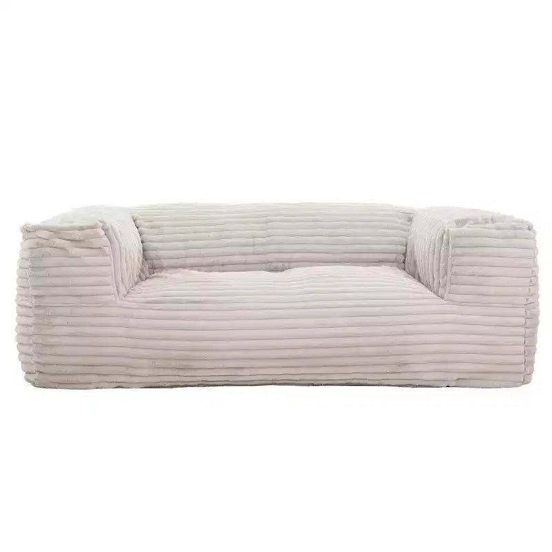 HomeStock Redd Taupe Corduroy Foam Bean Bag Sofa