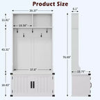 Panca scarpiera da ingresso con appendiabiti da 193 cm – Organizzatore da ingresso 4 in 1 con appendiabiti, 5 ganci e ripiano regolabile