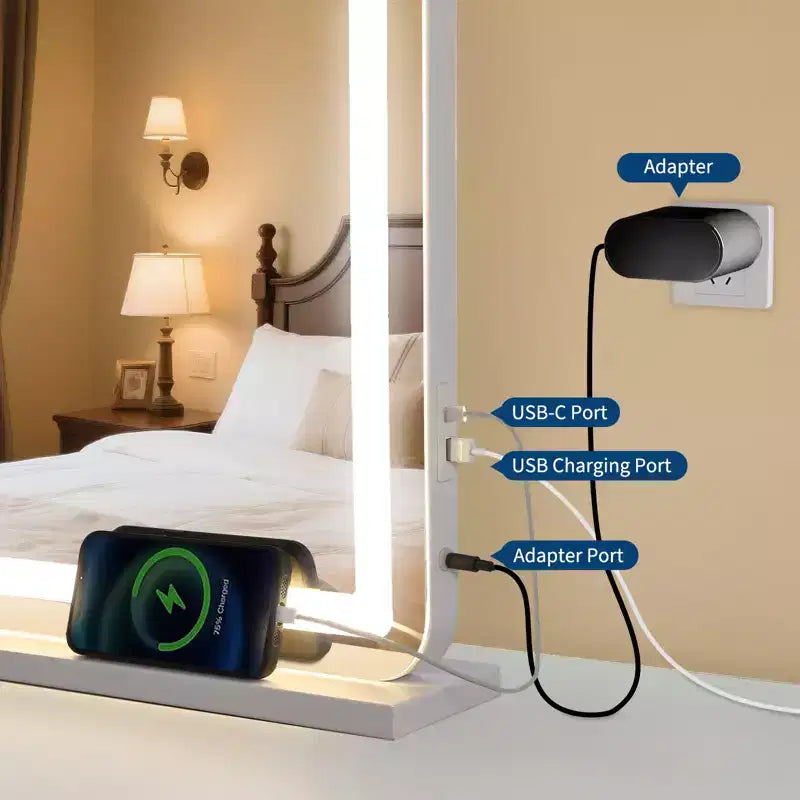 Specchio LED da Trucco con Luci, 3 Modalità di Colore Dimmerabili, Ingrandimento 10X, Controllo Touch