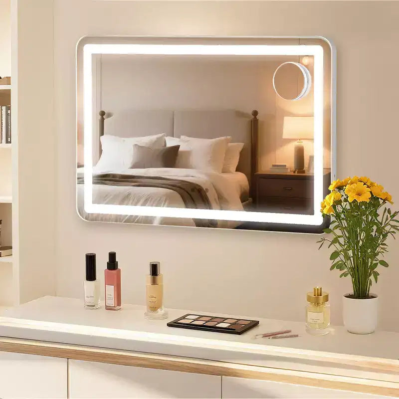 Specchio LED da Trucco con Luci, 3 Modalità di Colore Dimmerabili, Ingrandimento 10X, Controllo Touch