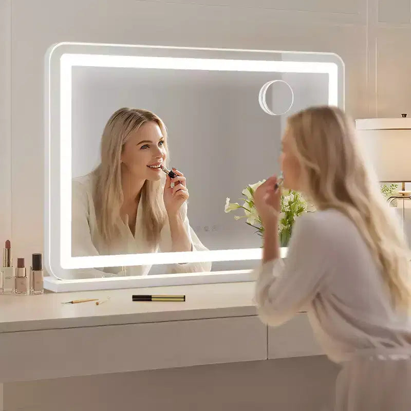 Specchio LED da Trucco con Luci, 3 Modalità di Colore Dimmerabili, Ingrandimento 10X, Controllo Touch