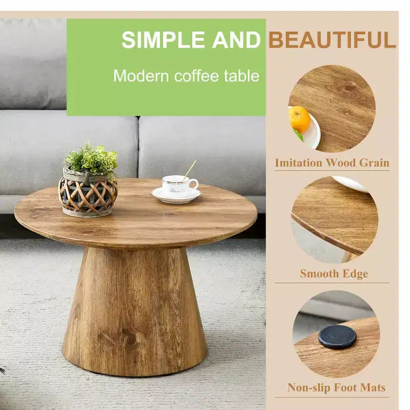 Tavolino da caffè rotondo con piedistallo in legno da 23"