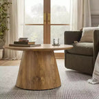 GDFStudio Naives 23 Wooden Round Pedestal Coffee Table