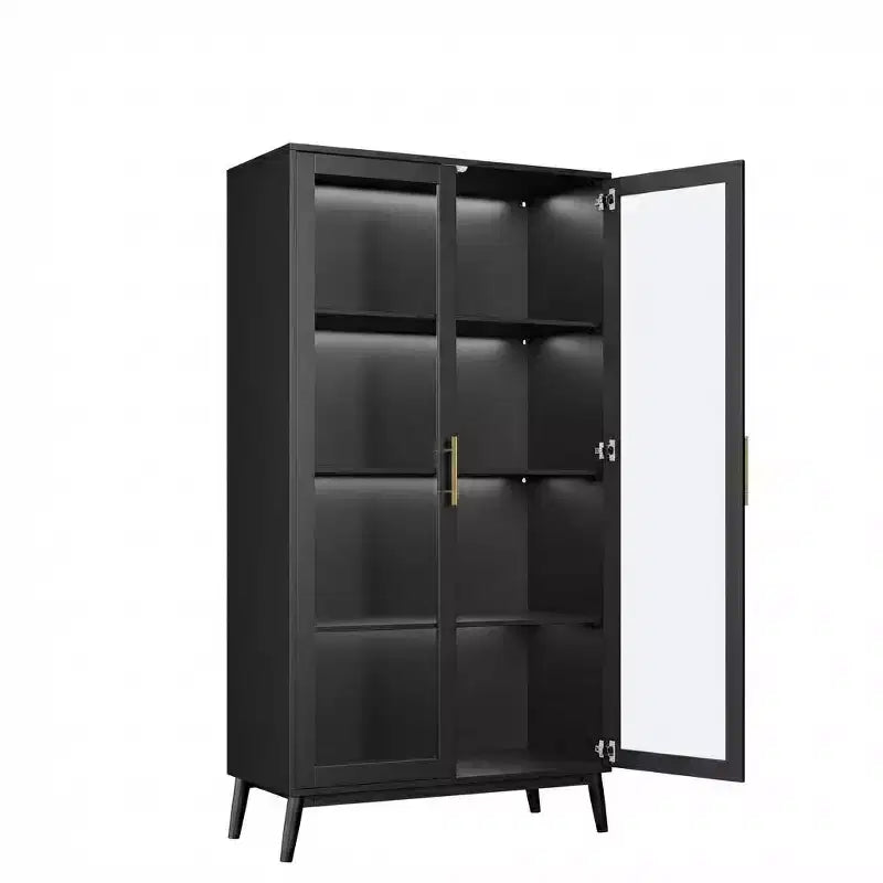 Vetrinetta in vetro a 4 ripiani con illuminazione a LED e sensore di movimento