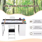 Set tavolo e sedie in legno per bambini con contenitore