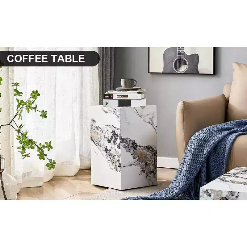 Tavolino moderno in MDF con piano effetto marmo