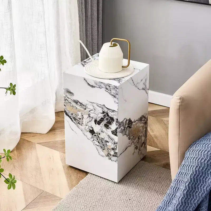 Tavolino moderno in MDF con piano effetto marmo