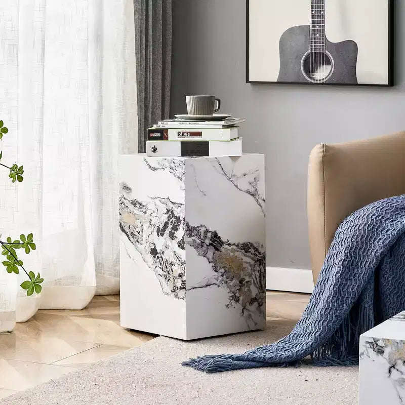 Tavolino moderno in MDF con piano effetto marmo