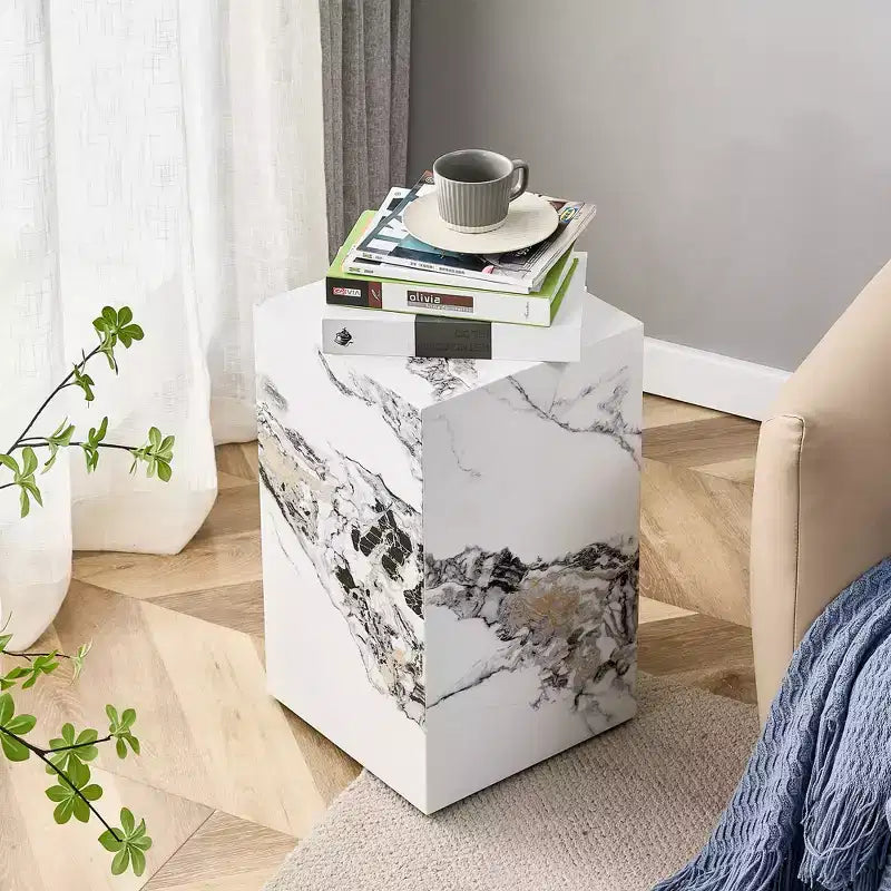 Tavolino moderno in MDF con piano effetto marmo