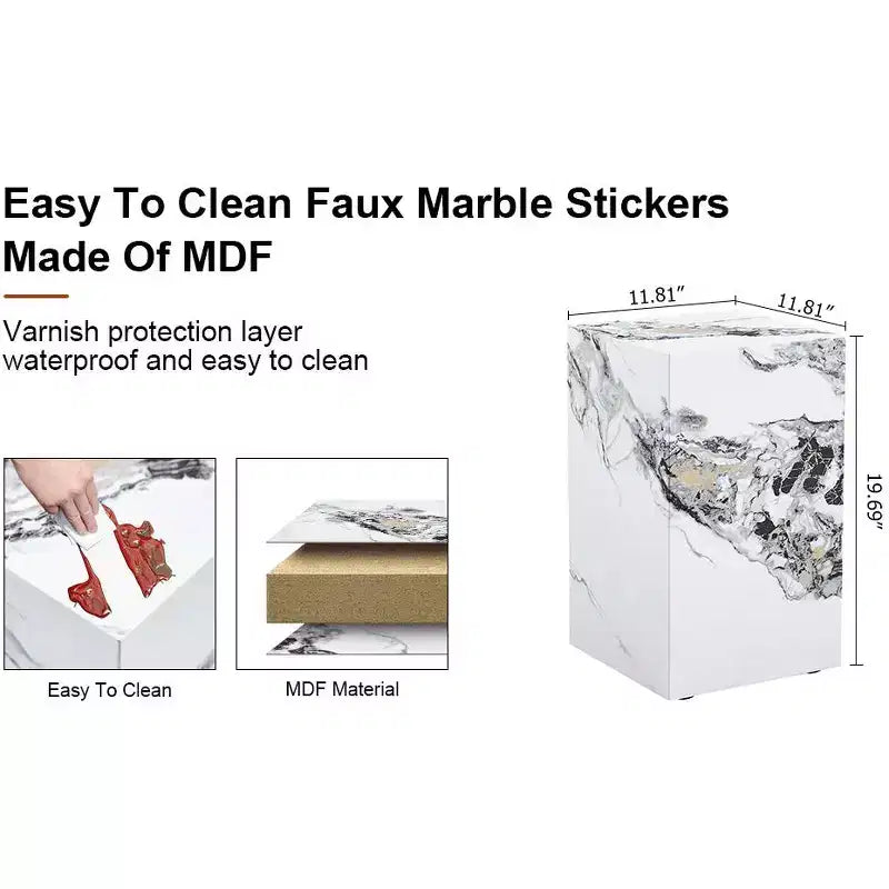 Tavolino moderno in MDF con piano effetto marmo