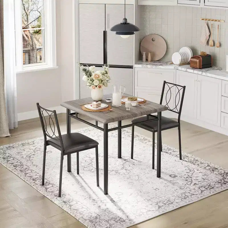 Set tavolo da pranzo per 2 con sedie imbottite