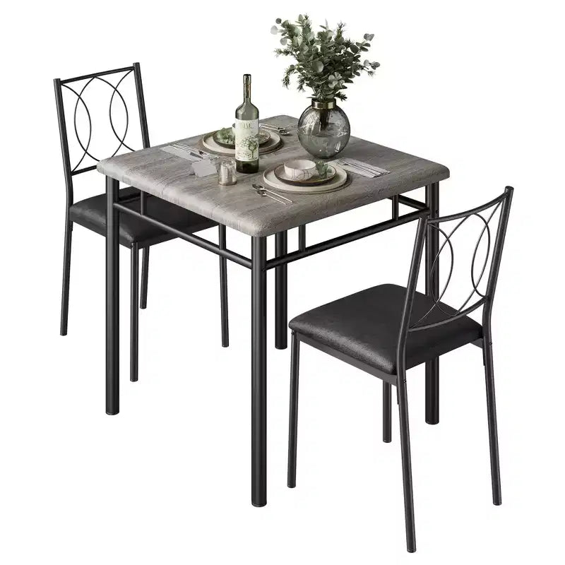 Set tavolo da pranzo per 2 con sedie imbottite