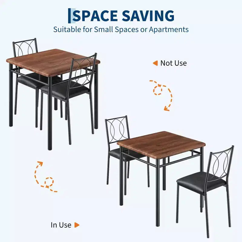 Set tavolo da pranzo per 2 con sedie imbottite
