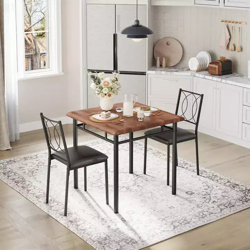 Set tavolo da pranzo per 2 con sedie imbottite
