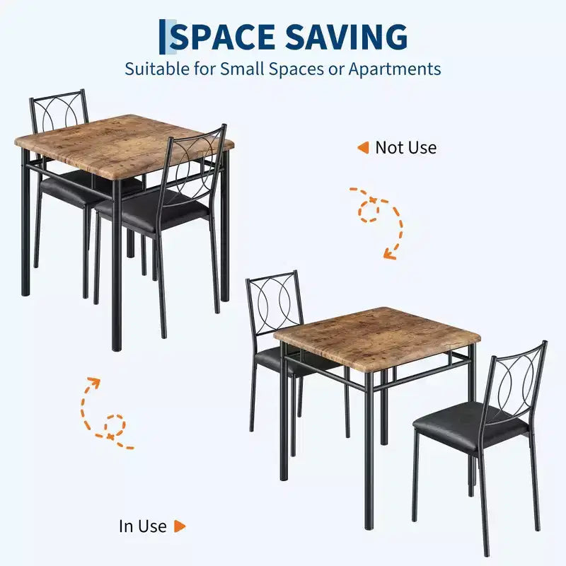 Set tavolo da pranzo per 2 con sedie imbottite