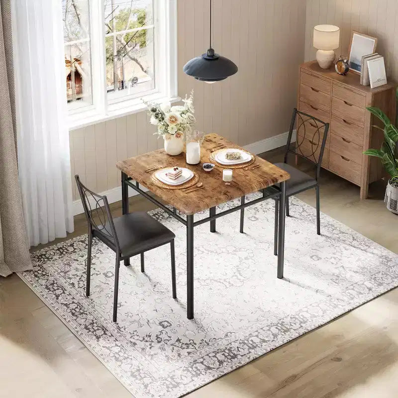 Set tavolo da pranzo per 2 con sedie imbottite