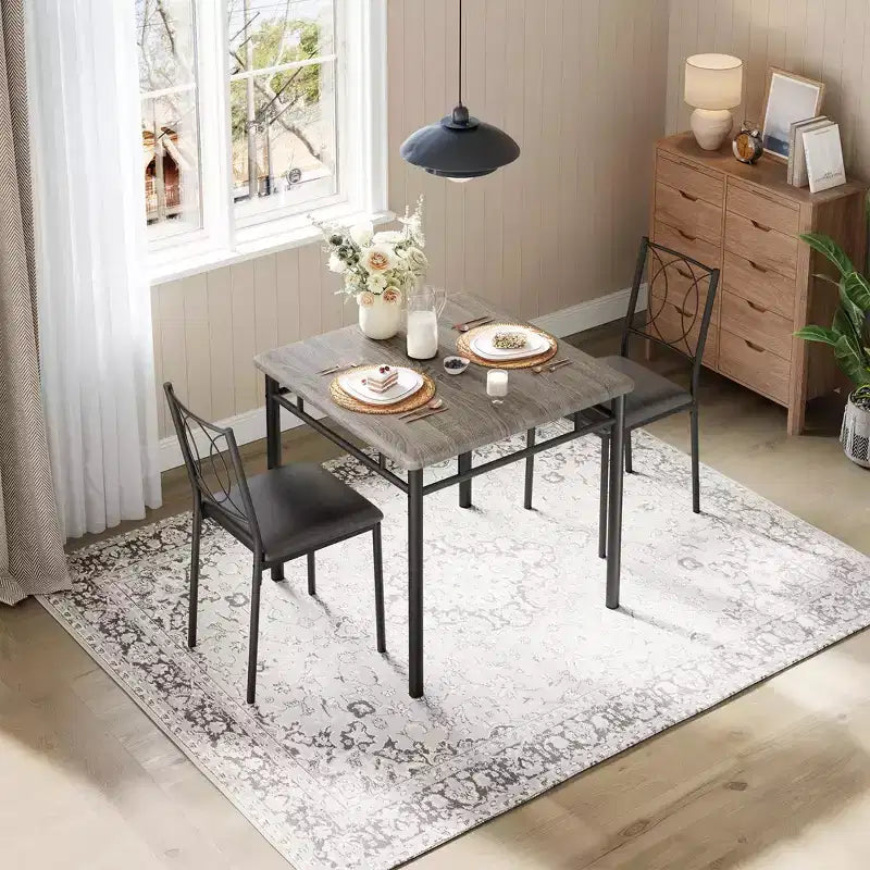 Set tavolo da pranzo per 2 con sedie imbottite