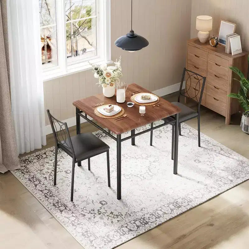 Set tavolo da pranzo per 2 con sedie imbottite