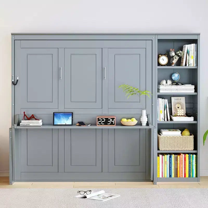 Letto a scomparsa matrimoniale con scrivania e libreria