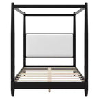 Letto a piattaforma moderno con baldacchino e testiera imbottita