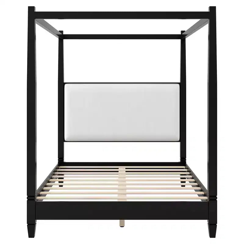 Letto a piattaforma moderno con baldacchino e testiera imbottita