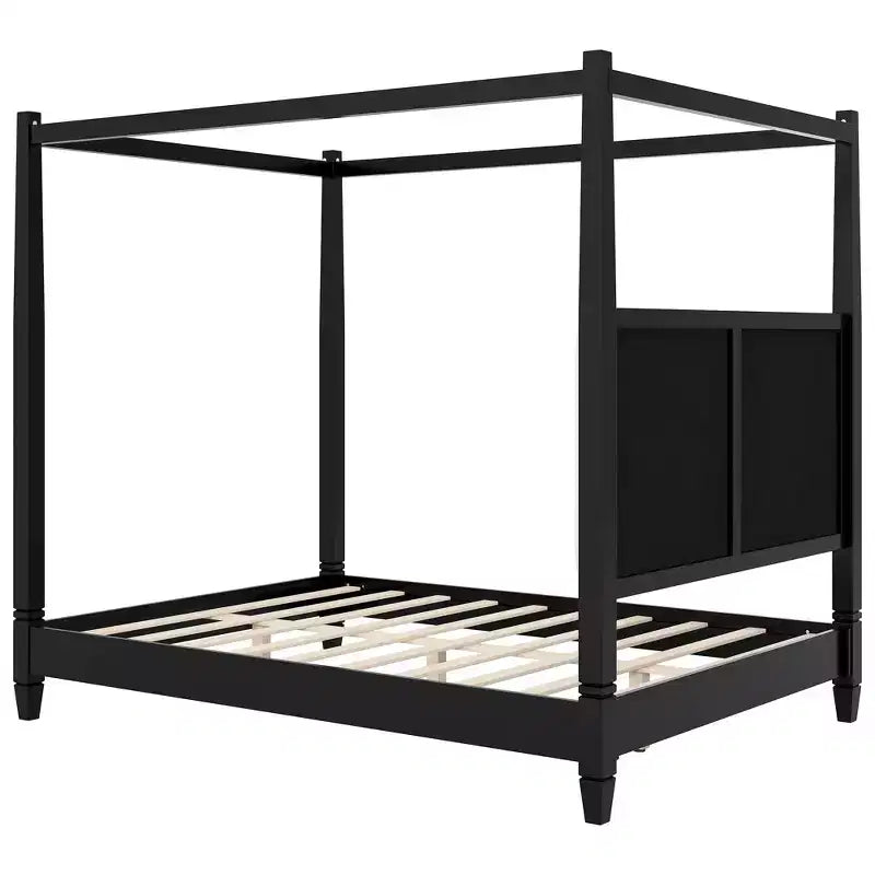 Letto a piattaforma moderno con baldacchino e testiera imbottita
