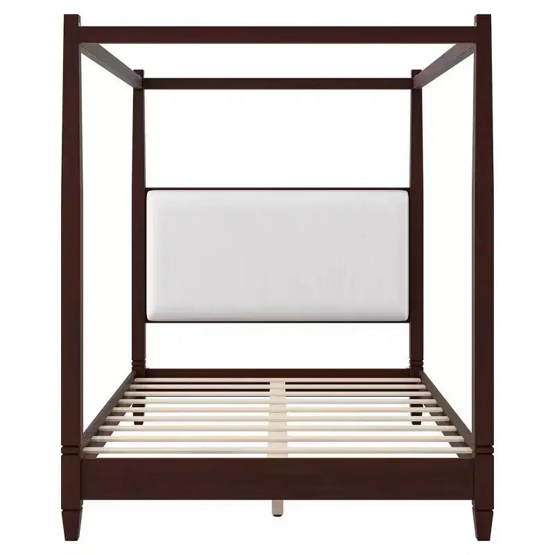 Letto a piattaforma moderno con baldacchino e testiera imbottita