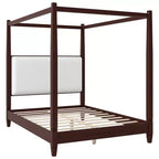 Letto a piattaforma moderno con baldacchino e testiera imbottita